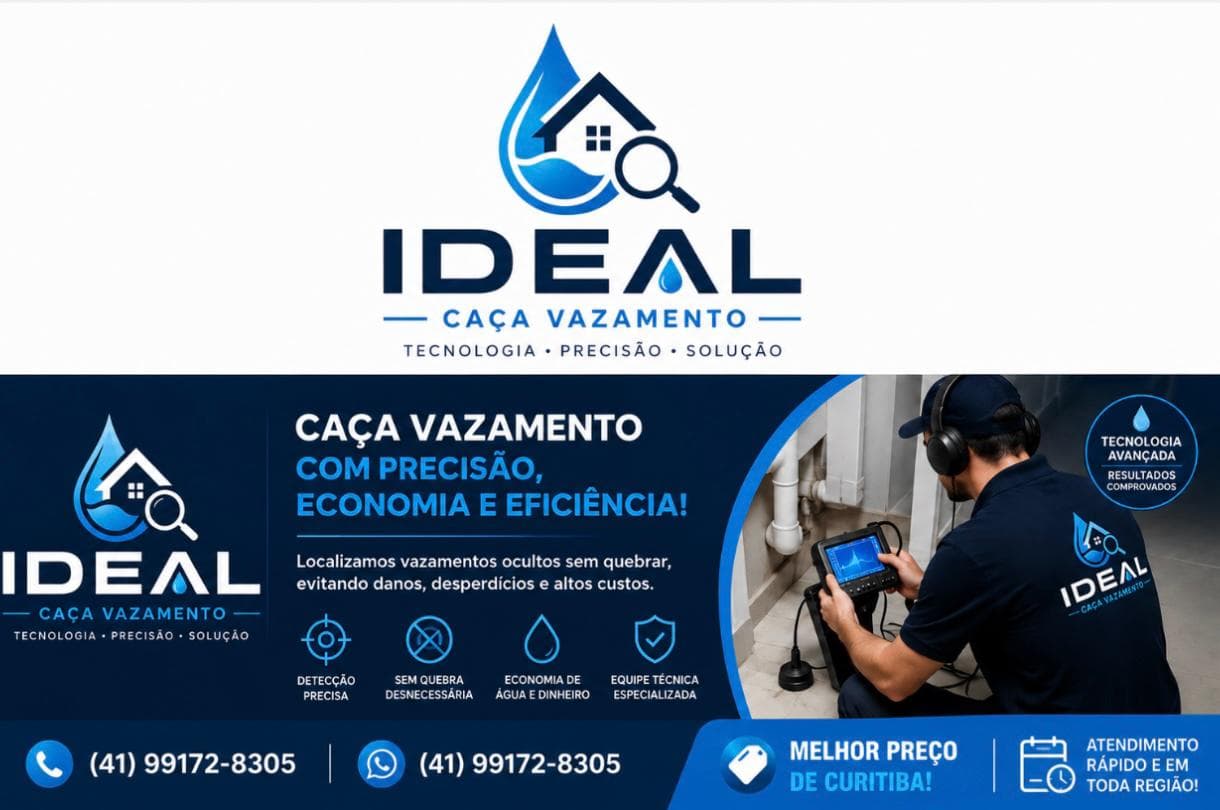 Técnico da Ideal Caça Vazamentos realizando detecção de vazamento com equipamento profissional
